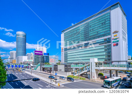 Yokohama cityscape in Japan, overlooking Shin-Yokohama Station and Yokohama Prince Hotel. ... A ray of hope for a new era... = 4th 120361074