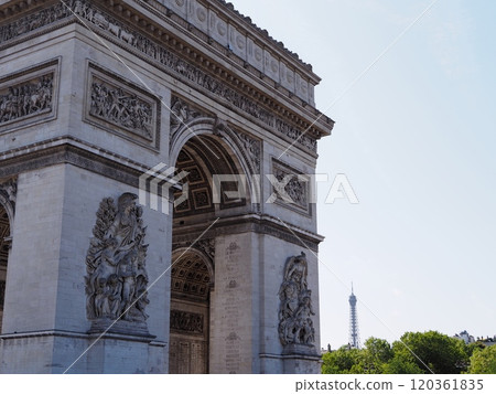 Arc de Triomphe and the Eiffel Tower 120361835