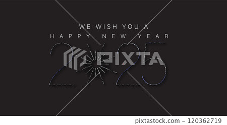 A vibrant illustration celebrating the New Year 2025 120362719