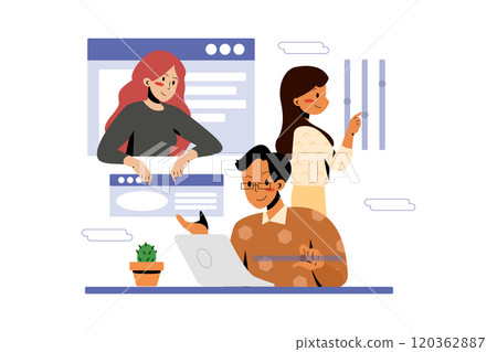 Business people working together and helping each other Business people working together and helping each other 120362887