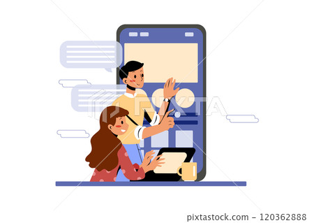 Product team working together on mobile application development Product team working together on mobile application development 120362888