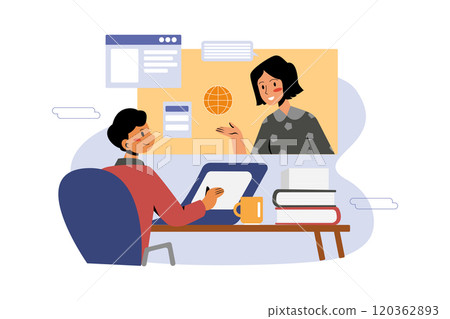 Businessman attending video call. 120362893
