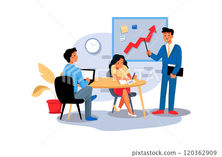 Businessman showing company growth to employee 120362909