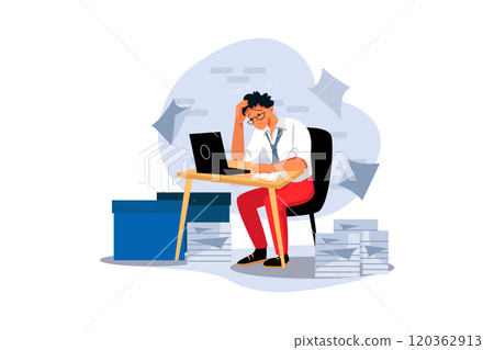 Stressed man with laptop in the office Stressed man with laptop in the office 120362913