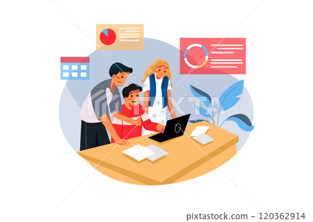 Group of people working out business plan in the office Group of people working out business plan in the office 120362914