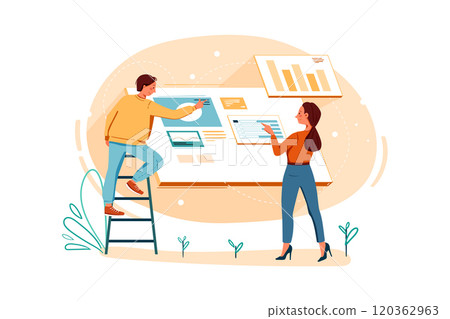 Product teams working on a website project 120362963