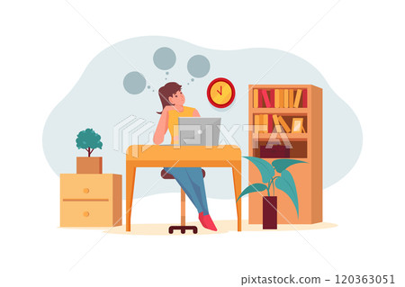 Girl thinking about the startup idea 120363051