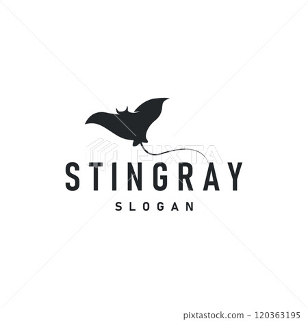 Stingray fish logo ocean animal design simple black manta silhouette illustration Stingray fish logo ocean animal design simple black manta silhouette illustration 120363195