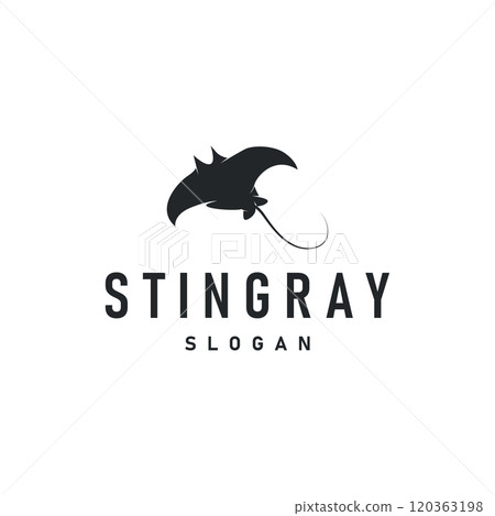 Stingray fish logo ocean animal design simple black manta silhouette illustration Stingray fish logo ocean animal design simple black manta silhouette illustration 120363198