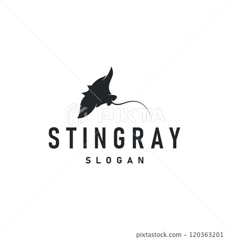 Stingray fish logo ocean animal design simple black manta silhouette illustration Stingray fish logo ocean animal design simple black manta silhouette illustration 120363201