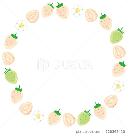 White strawberry round frame illustration 2 White strawberry round frame illustration 2 120363410