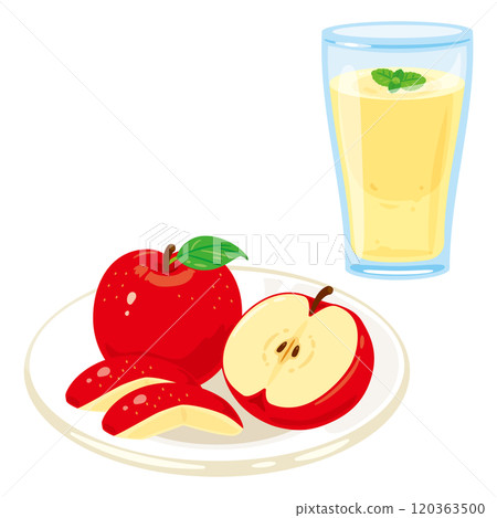 盤子裡的蘋果和玻璃杯裡的蘋果冰沙 盤子裡的蘋果和玻璃杯裡的蘋果冰沙 120363500