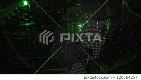Digital face composed of binary code with green data processing image Digital face composed of binary code with green data processing image 120364257