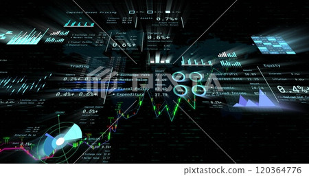 Image of data processing over black background 120364776