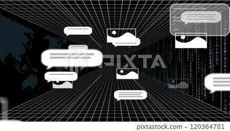 Image of data processing over black background Image of data processing over black background 120364781