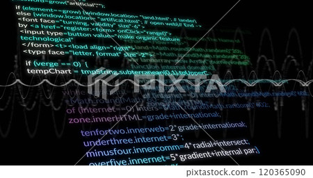 Image of digital data processing over black background Image of digital data processing over black background 120365090