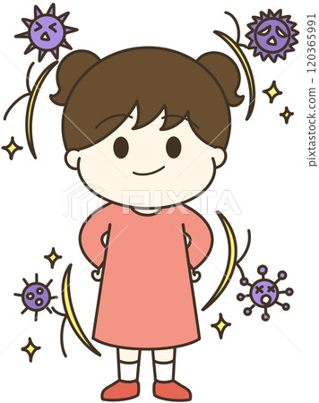 一個女孩從病毒中恢復過來的可愛插圖 120365991