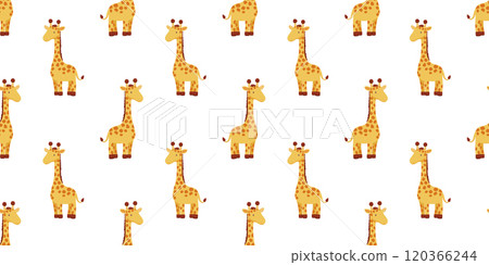 Seamless pattern with cute safari African animal, giraffe, on white background. 120366244