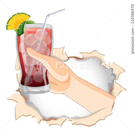 Refreshing Drink Through Torn Paper 120366478