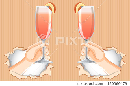 Celebratory Toast with Glasses and Fruit Celebratory Toast with Glasses and Fruit 120366479