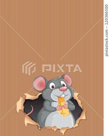 Cheerful Mouse with Cheese Illustration Cheerful Mouse with Cheese Illustration 120366500