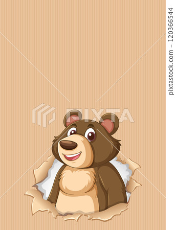 Cheerful Bear Peeking Through Paper Cheerful Bear Peeking Through Paper 120366544
