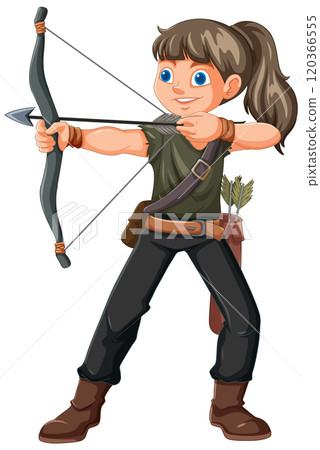 Young Archer Aiming at Target Young Archer Aiming at Target 120366555