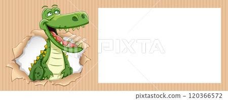 Cheerful Crocodile in Torn Paper Frame Cheerful Crocodile in Torn Paper Frame 120366572