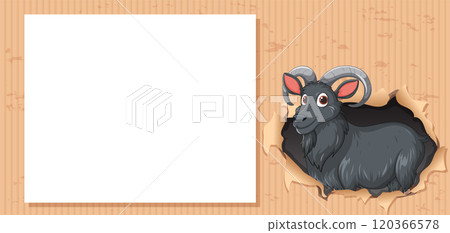 Curious Goat Peeking Through Paper Curious Goat Peeking Through Paper 120366578