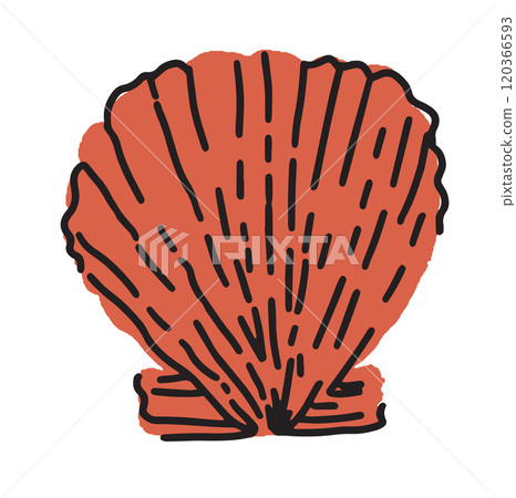Minimal orange scallop shell vector 120366593
