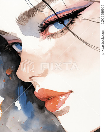 Profile of a woman with makeup AI image 120366905