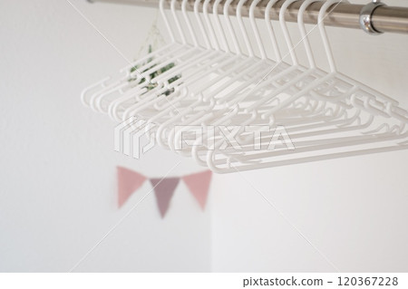 Doorless closet and children's hangers 120367228