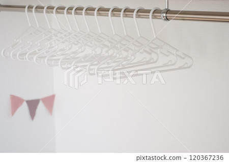 Doorless closet and children's hangers 120367236