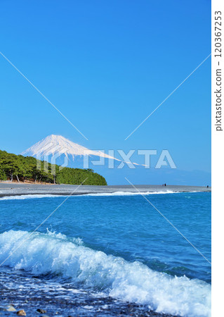 Miho no Matsubara and Mt. Fuji in Shizuoka prefecture blue sky 120367253