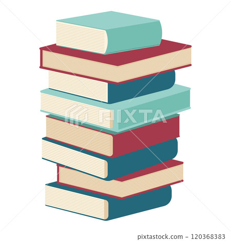 Blue and red pile of books 120368383