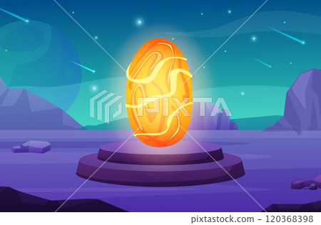 Surreal landscape with fire magic portal. Fantasy planet or fairy tale world. Flame door in other worlds or game locations, vector background Surreal landscape with fire magic portal. Fantasy planet or fairy tale world. Flame door in other worlds or game locations, vector background 120368398