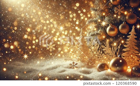金色的聖誕盛宴～閃閃發光的裝飾與雪花的和諧～ 120368590