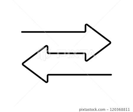 Transfer double arrow icon. Two opposite direction symbol. Exchange line arrow icon. Remove sign. Transfer symbol. Vector illustration isolated on white background 120368811