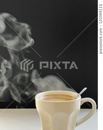Coffee steam_black background_vertical 120369118