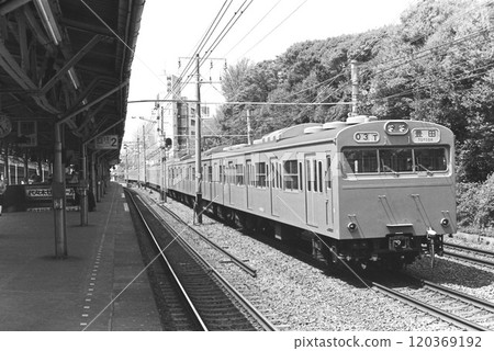 During the JNR era, a Chuo Line 103 series rapid train passes through Sendagaya on April 18, 1982. During the JNR era, a Chuo Line 103 series rapid train passes through Sendagaya on April 18, 1982. 120369192