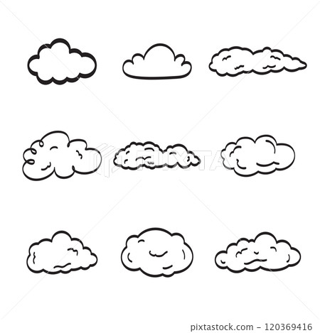 Set of cloud vector illustration hand drawn Set of cloud vector illustration hand drawn 120369416