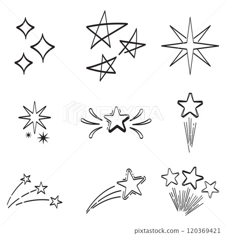 Set of star vector illustration hand drawn Set of star vector illustration hand drawn 120369421