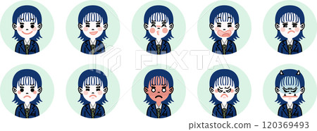 學生/高中女生(領帶/西裝外套)臉部表情圖示集(開玩笑/憤怒) 學生/高中女生(領帶/西裝外套)臉部表情圖示集(開玩笑/憤怒) 120369493