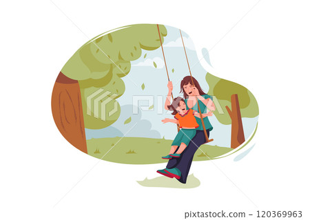 Mother and daughter having fun in the park Mother and daughter having fun in the park 120369963