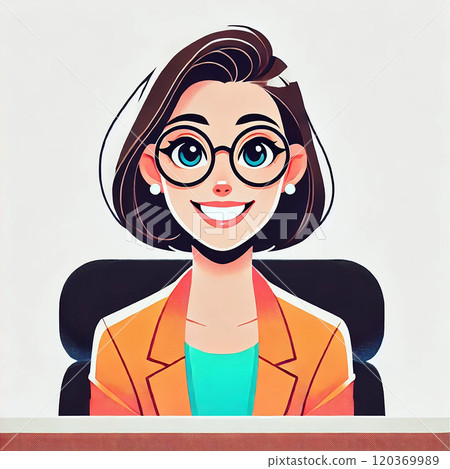 Smiling female office worker, simple and friendly character design 120369989