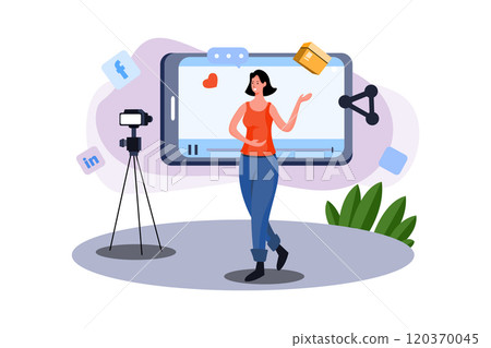 Employees working on social media marketing 120370045