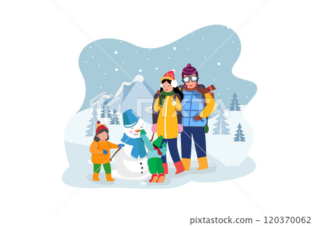 Happy family enjoying winter vacations in mountains 120370062