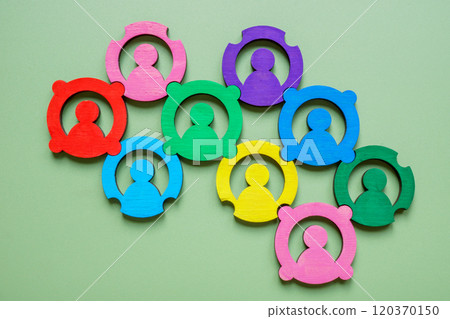 Network of colorful shapes. Diversity and inclusivity. Network of colorful shapes. Diversity and inclusivity. 120370150