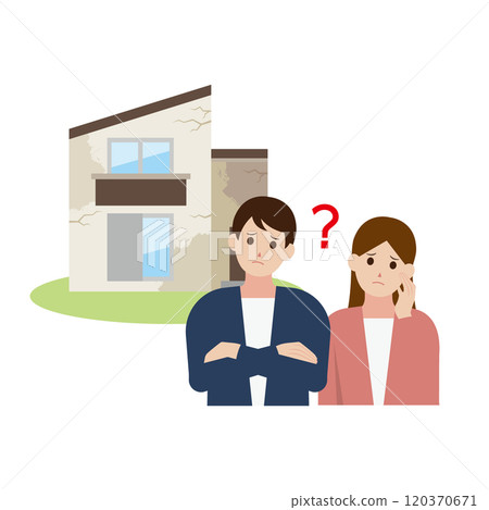 一對男女擔心修繕破舊房屋的插圖 120370671