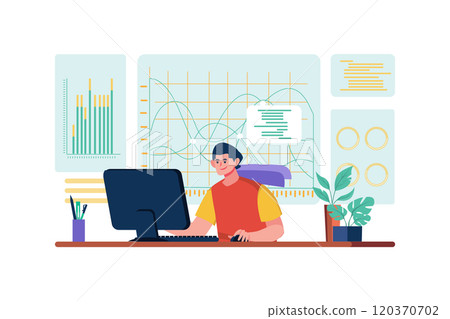 Professional business man analyzing business growth by business dashboard Professional business man analyzing business growth by business dashboard 120370702